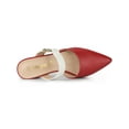 thumbnail image 4 of BLISSFUL STEP Escarpins Mules Habillés à Talon Bloc à Bout Pointu pour Femmes Rouge Blanc 6, 4 of 7