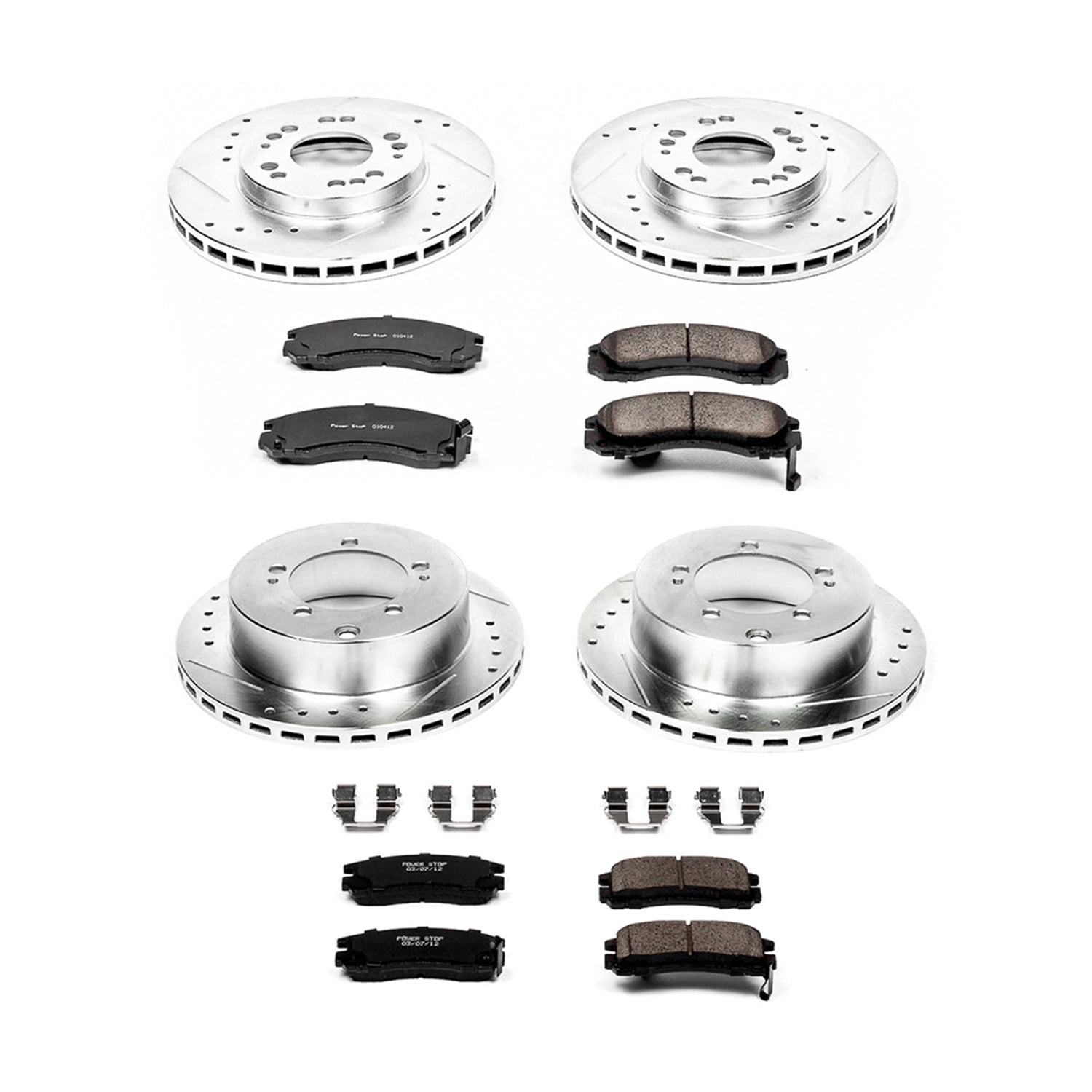 PowerStop Front and Rear Z23 Evolution Sport Carbon-Fiber Ceramic Brake Pad and Drilled & Slotted Rotor Kit Fits: DODGE MITSUBISHI Select Models K800