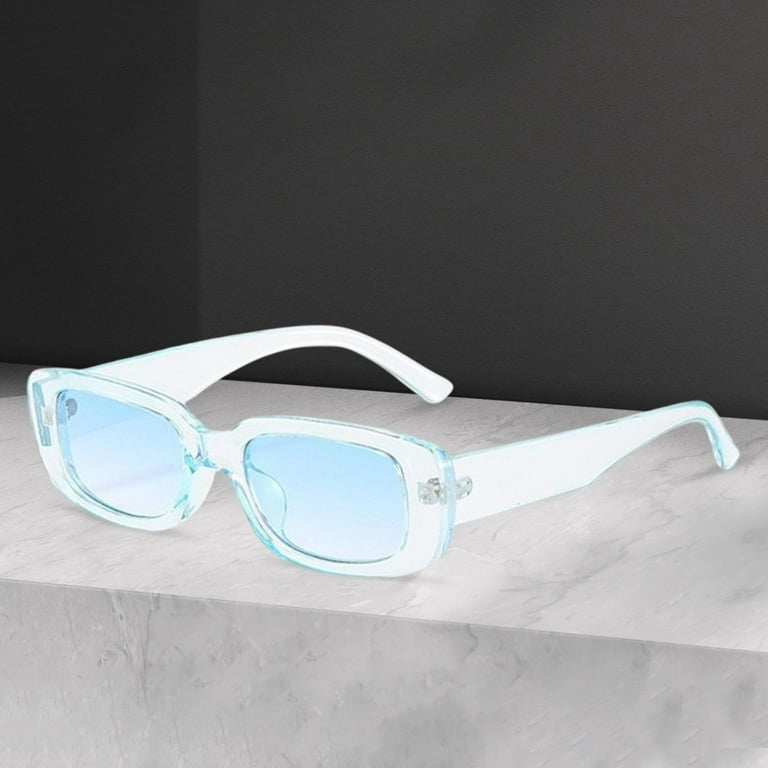 Rectangle Sunglasses Men Trendy Chunky Glasses Eyewear Comfortable Vintage  Style Blue