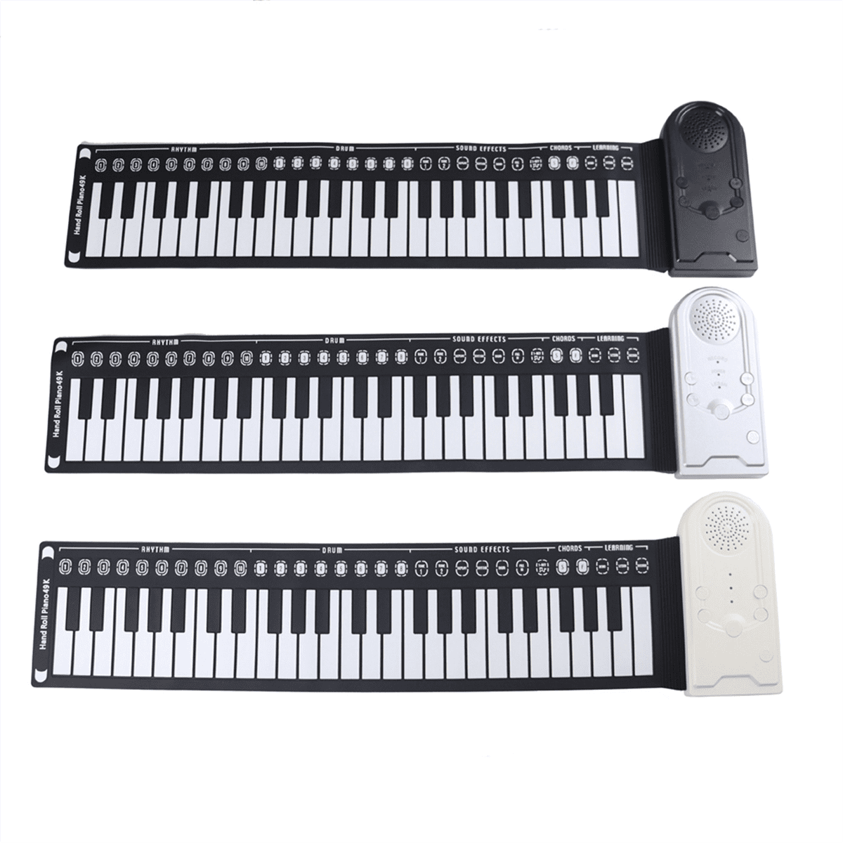 49-Key Hand-Rolled Piano with Speaker Portable Folding Children'S Piano Beginner Piano Teaching Instrument Silver