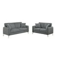 thumbnail image 2 of 2pc Dark Gray , Burlap Like Fabric Couch With Pillows, Classic Living Room Furniture, Metal Legs, Tight Seat And Back Decor, Vase, 2 of 6