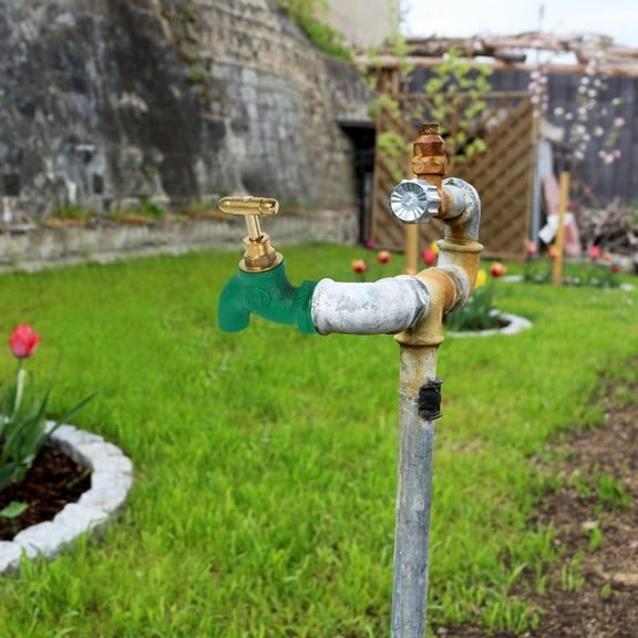 OFFIGAM Green Wall Mount Outdoor Faucet for Garden and Laundry Tub with Hose Spigot