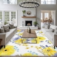 thumbnail image 4 of Yellow Watercolor Floral Area Rug 5x8 Washable Rug Non Slip Spring Flower Abstract Art Large Area Rug Soft Stainresistant Indoor Floor Carpet for Living Room Bedroom Home Office Dining Room Nursery, 4 of 8