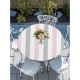 thumbnail image 6 of Pink Grey Stripe Round Fitted Tablecloth with Elastic Edge, Waterproof Table Cloth Table Cover for 55"-60" Tables, Modern Farmhouse Vertical Striped Tablecloths for Dining Picnic Indoor Outdoor, 6 of 9