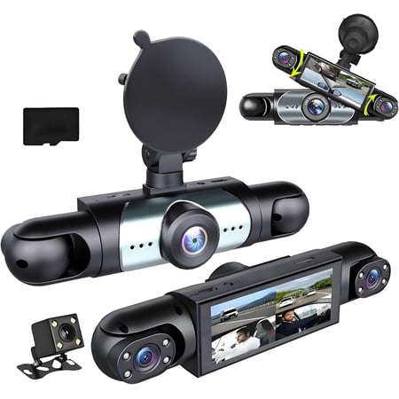 Saker Plus 360° 4-Channel Dash Cam System – 4K Front & 1080P Full-Coverage Car Camera with Night Vision, G-Sensor, 64GB SD Card, for Cars, Trucks, Fleets & Rideshare