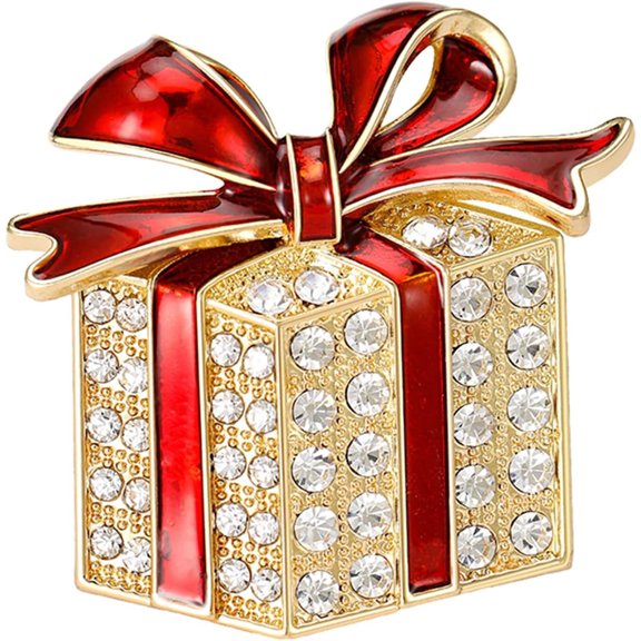 Christmas Brooch Pins for Women Crystal Rhinestone Christmas Brooch Christmas Tree Snowflake Bell Reindeer Brooches Multi-Colored Christmas Enamel Pins Holiday Party Gift