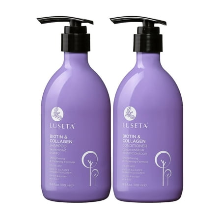 Luseta Biotin & Collagen Shampoo & Conditioner Set 2 x 16.9oz - Thickening for Hair Loss & Fast Hair Growth - Infused with Argan Oil to Repair Damaged Dry Hair - Sulfate Free Paraben