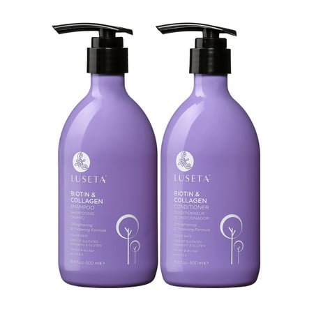 Luseta Biotin & Collagen Shampoo & Conditioner Set 2 x 16.9oz - Thickening for Hair Loss & Fast Hair Growth - Infused with Argan Oil to Repair Damaged Dry Hair - Sulfate Free Paraben (Best Damage Repair Shampoo And Conditioner)