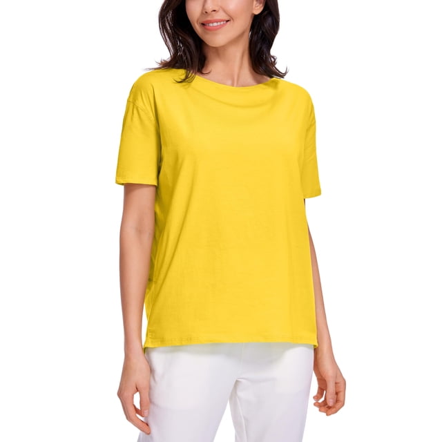 Remera CRZ YOGA de Algodón Pima, Corte Holgado, Cuello Barco, Amarilla
