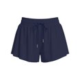 thumbnail image 2 of Women's Sweat Shorts with Liner Pockets Drawstring Quick Dry 2 in 1 Athletic Workout Flowy Sweatshorts (M, Navy), 2 of 5