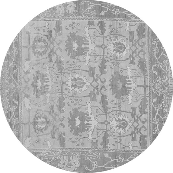 Ahgly Company Indoor Round Abstract Gray Modern Area Rugs, 8' Round