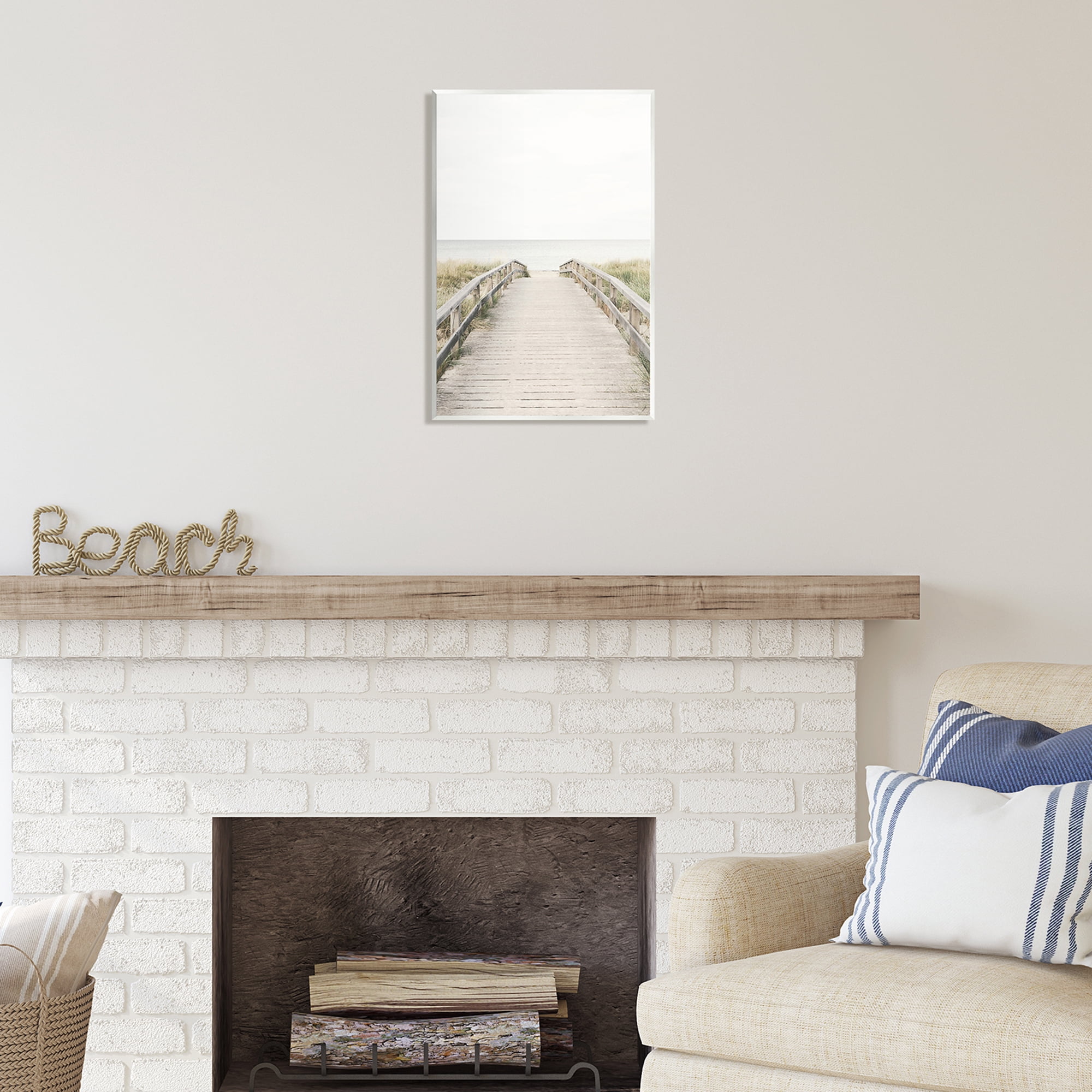 Stupell Industries Boardwalk Beach View Nature Photography Unframed Art Print Wall Art, 13 x 19