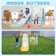 thumbnail image 7 of 4-In-1 Kids Slide For Toddlers Age 1-3 Slide And Swing Set,Indoor Playground For Children,Freestanding Outdoor Slides With Basketball Hoop,Outside Climber Playhouses,Baby Climbing Toys,Blue, 7 of 7