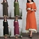 thumbnail image 3 of Las nuevas mujeres de la vendimia vestido de algodón de lino de Split dobladillo irregular floja oca Abody Verde/S, 3 of 7