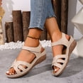 thumbnail image 3 of Dakaela Women's Platform Wedge Sandals Comfortable Arch Support Ankle Strap Summer Casual Orthotic Walking Shoes for Beach Travel Size 6-10 Beige, 3 of 9