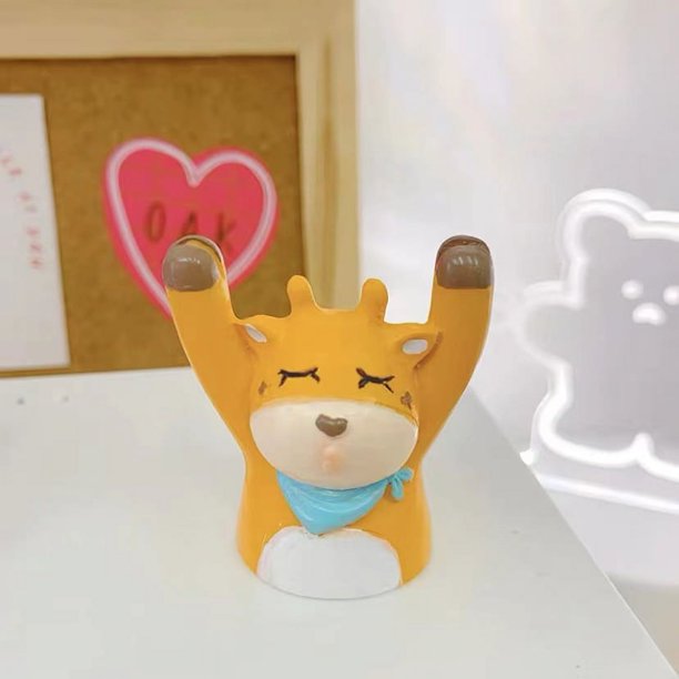 RV Cuatro adornos decorativos de resina para pastel de escritorio de comestibles de estilo japonés, lindo mensaje de animal, clip para tarjeta de visita de aproximadamente 5-7cm brillar Electrónica