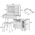 thumbnail image 5 of DreamBuck Modern Makeup Vanity Desk with Mirror and Lights, Retractable Dressing Table with Drawers and Cabinet, Compact Makeup Table Set with Power Outlet for Bedroom, Black, 5 of 8