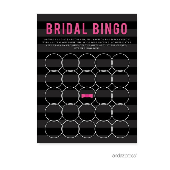 Bridal Shower Bingo  Modern Black and White Stripes Wedding Bridal Shower Game Cards, 20-Pack