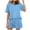 Sky Blue, variant on Womens Summer 2 Piece Sets Plus Size Fashion Casual Solid Color Home Short Sleeved Round Neck Pajama Top With Pants Set