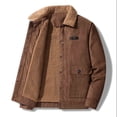 thumbnail image 2 of purcolt Men's Big & Tall Faux Leather Bomber Jackets, Button Down Work Cargo Jackets Fall Winter Thickened Warm Trucker Jackets Coat with Pockets, 2 of 9