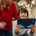 thumbnail image 4 of Kids Case for Samsung Galaxy Tab A9 8.7" 2023 SM-X110 / SM-X115 with Pencil Holder, Lightweight Shockproof Stand Anti-Slip Rugged Silicone PC Case Cover for Boys Girls for Tab A9, Black+Blue, 4 of 8