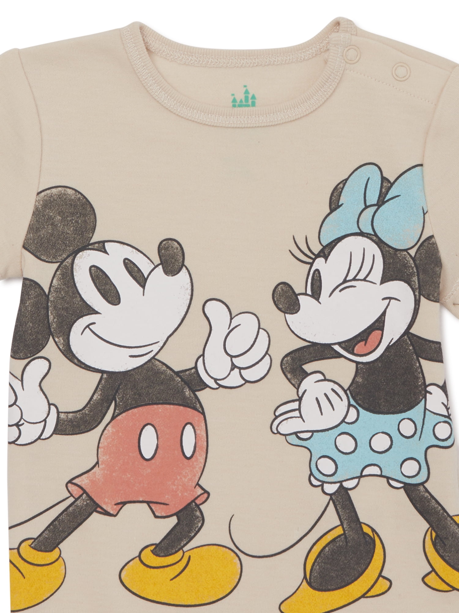 Mickey & Friends Baby Bodysuits with Short Sleeves, 2-Pack, Sizes 0/3M-24M