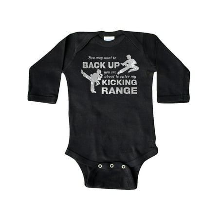 

Inktastic Back Up You re Within My Kicking Range Gift Baby Boy or Baby Girl Long Sleeve Bodysuit