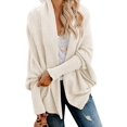 thumbnail image 4 of Women'S - Batwing Cable Knitted Slouchy Oversized Wrap Cardigan Sweater Cream White One Size, 4 of 9