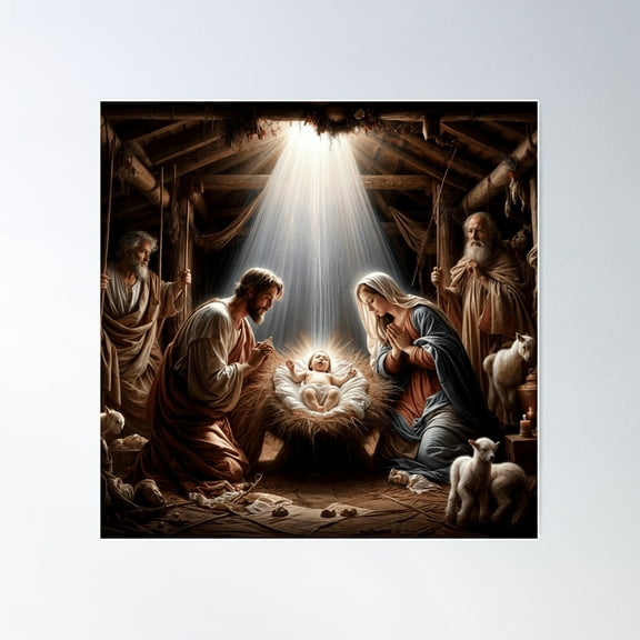 Birth Of Jesus Poster Wall Art, Modern Wall Decor For Living Room Bedroom, 24x24 UNFRAMED