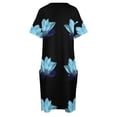 thumbnail image 4 of Vestido de bolsillo suelto con diseño de loto azul espiritual para mujer, atuendo para festival de verano 2025., 4 of 6