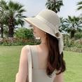 thumbnail image 2 of COCOpeaunt Fashion Summer Women Bow Tie Fashion Wide Large Brim Sun Hat Outdoor Beach Fisherman Cap UV Proof Sun Protection Hat Bucket Hat, 2 of 6