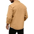 thumbnail image 4 of Mens Shirt Jacket Casual Button Up Shirts Long Sleeve Lightweight Shacket With Flap Pockets for Workwear and Outdoor Activities in Multiple Colors Available Now,Khaki,XL, 4 of 4