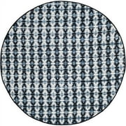 SAFAVIEH Montauk Jefferson Geometric Quatrefoils Cotton Area Rug, Ivory Blue/Black, 4' x 6'
