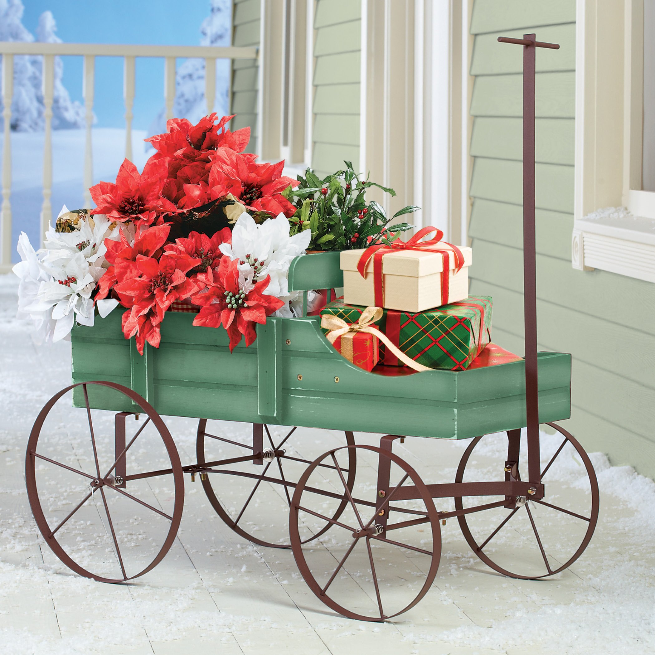Collections Etc Amish Wagon Indoor/Outdoor Decorative Planter - Green - image 2 of 4