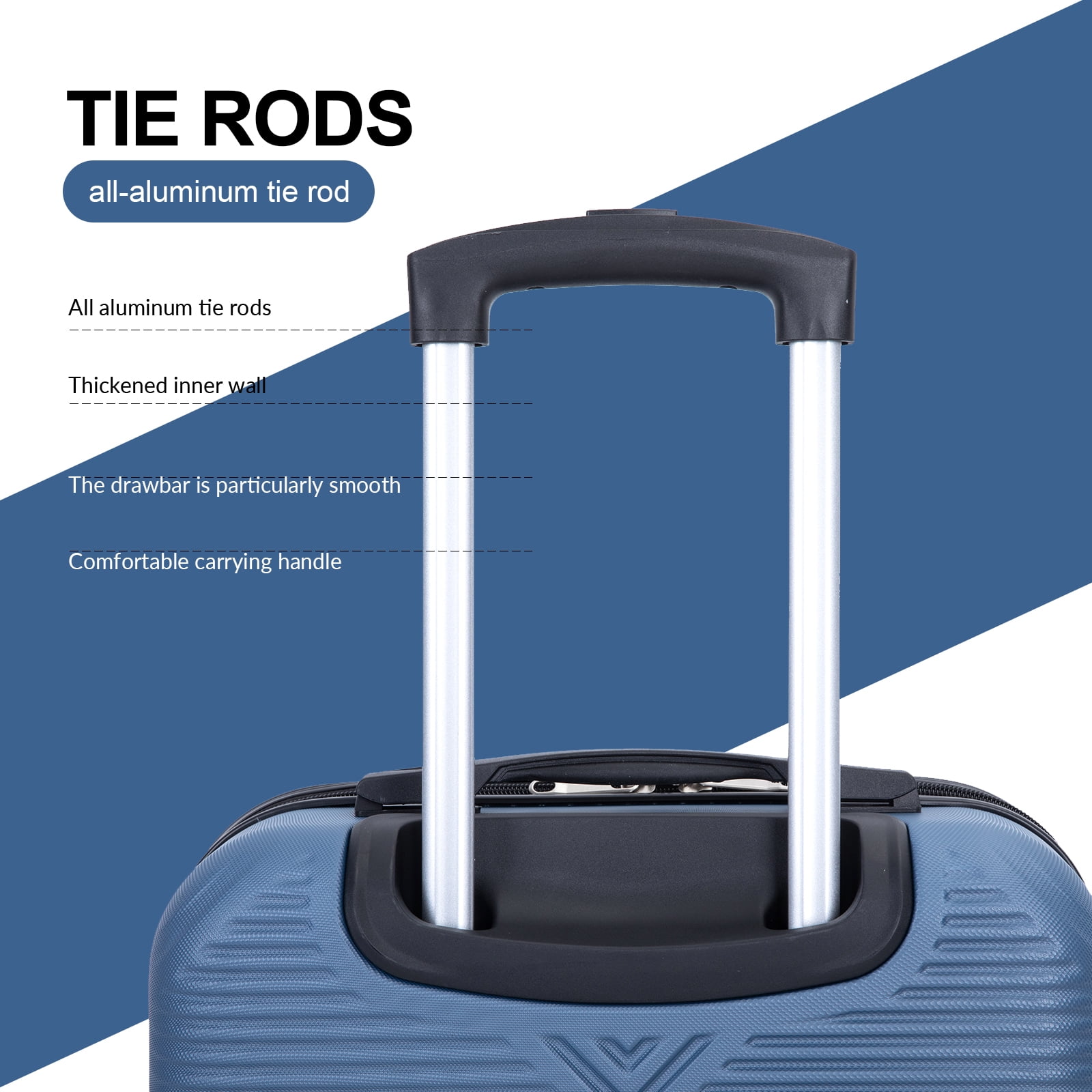 Tripcomp Luggage Sets 4 Piece Suitcase Set (14/20/24/28)Hardside Suitcase with Spinner Wheels Lightweight Carry on Luggage(Blue)