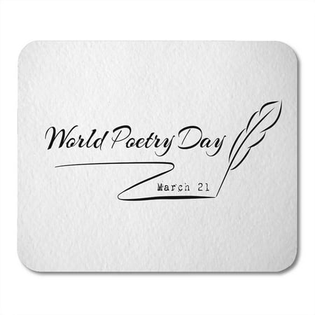 KDAGR Drawing Black Poem World Poetry Day Feather White Signature Mousepad Mouse Pad Mouse Mat 9x10