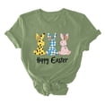 thumbnail image 3 of UPPADA Easter Femmes Oeufs Imprimé T-Shirts Heureux Easter Graphique Bunny Lapin Mignon T-Shirts Manches Courtes Décontracté Col Rond T-Shirts Été Basique Coupe Régulière Chemises Vert,G, 3 of 5