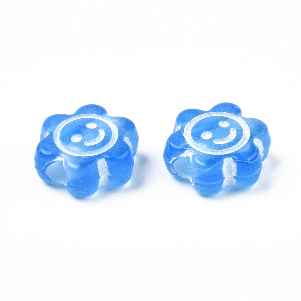 Transparent Acrylic Beads Craft Style Flower with Face Mixed Color 10x11x5mm Hole: 2mm about 1800pcs/500g DIY