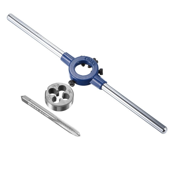 Uxcell 1/4-20 UNC Tap and Die Set with 20mm Die Stock Handle Wrench 3 Pack