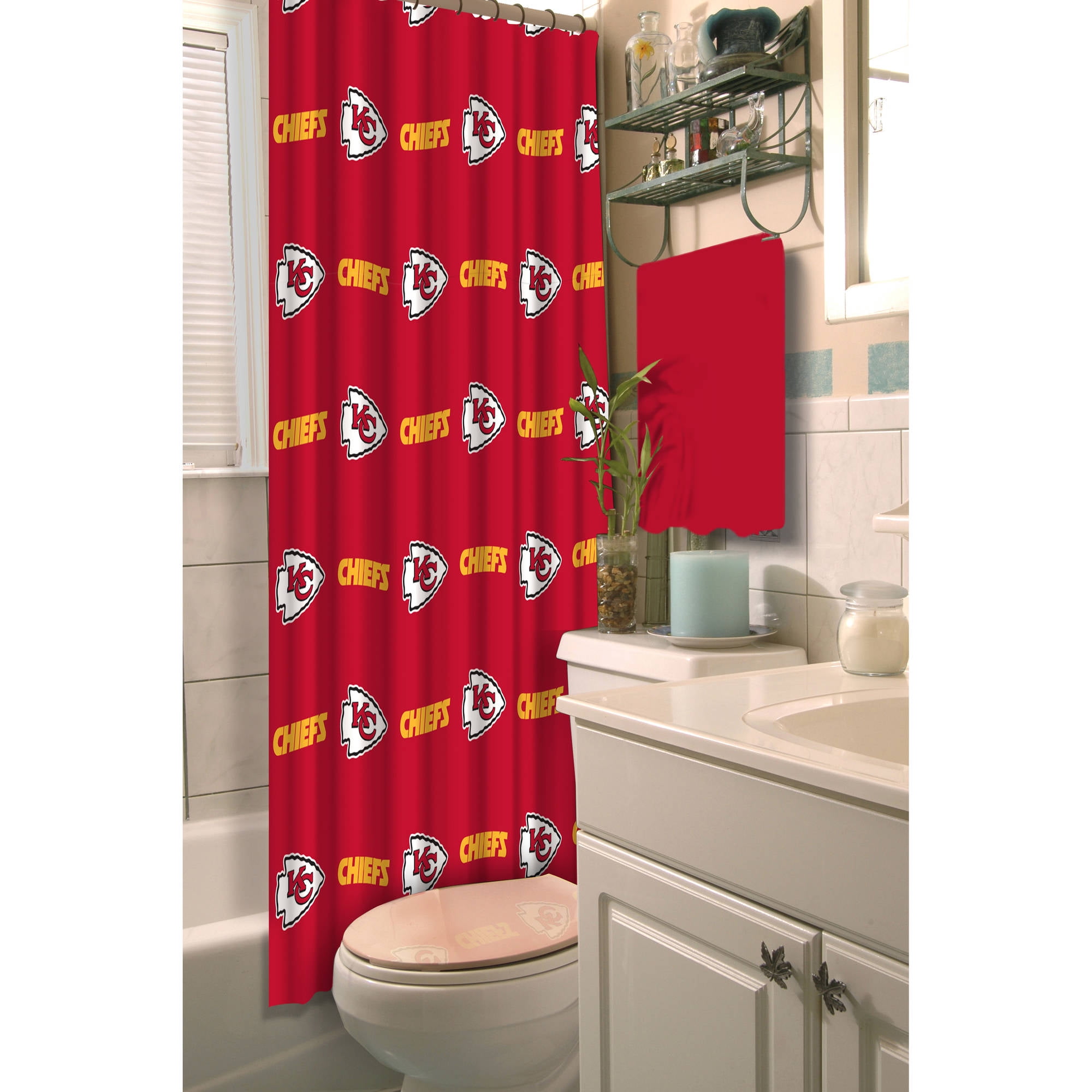 Details about   Kansas City Chiefs Shower Curtain Non-slip Floor Rug Mats Toilet Lid Cover 4PCS 