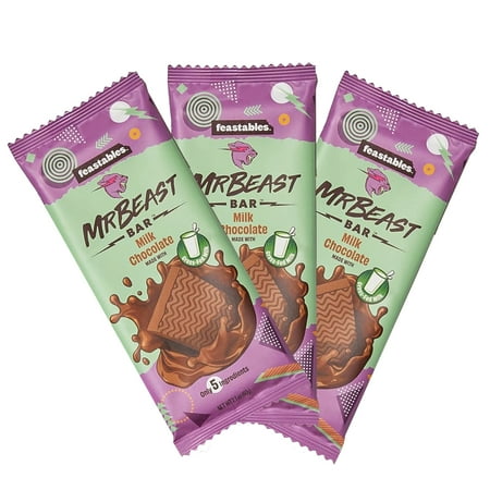 Mr Beast Chocolate Bars – New Milk Chocolate, Only 5 Ingredients (3 Pack)