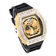 thumbnail image 2 of Men's 40mm Iced Out Tonneau Shape Silicone Band Watch - Gold Finish, 2 of 5