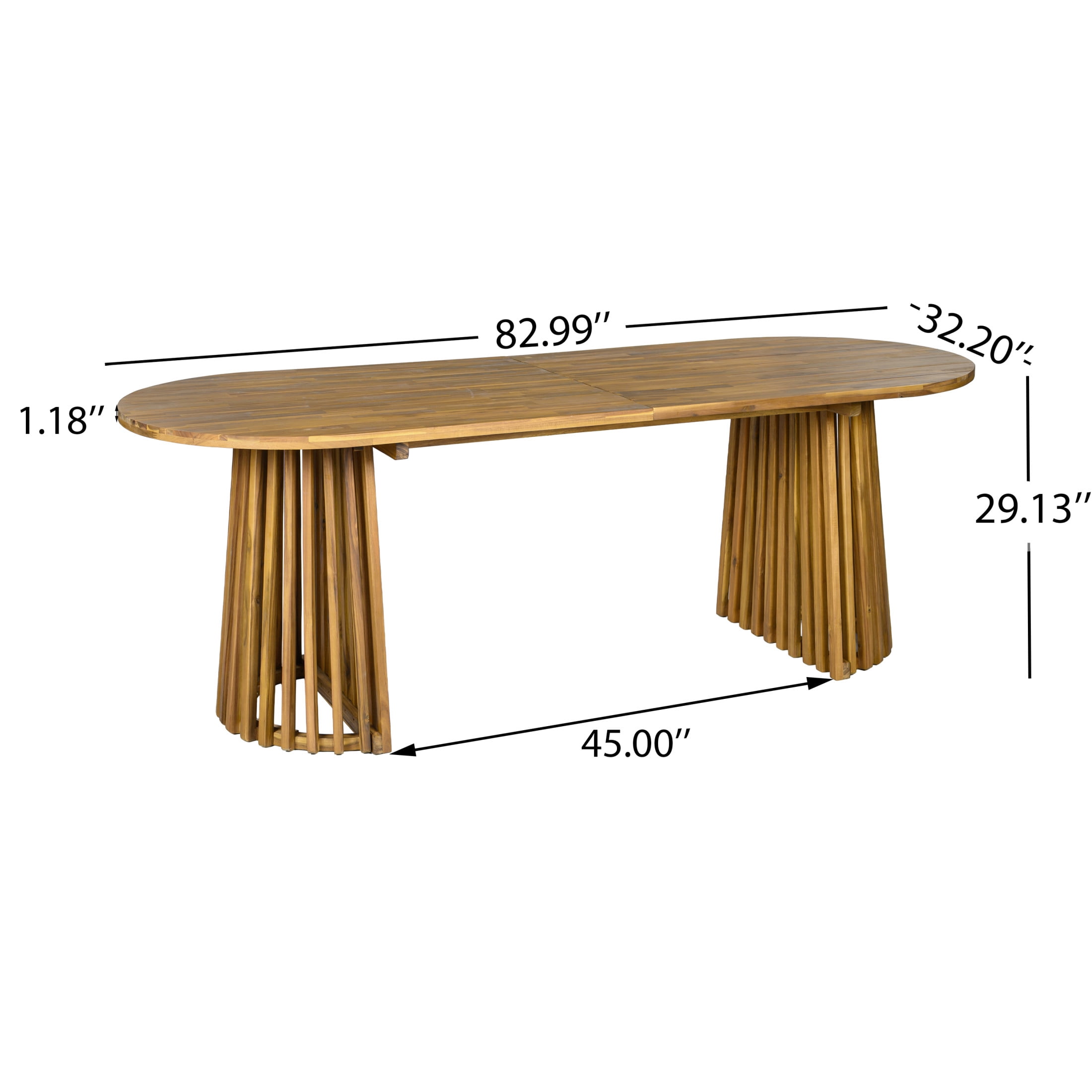 Christopher Knight Home 83" Oval Outdoor Dining Table, Acacia Wood Pedestal Base, Seats 6-8, Teak