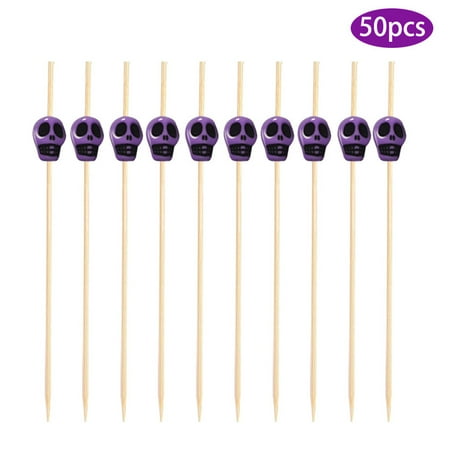 

MRULIC Wine Rack Decoration 50pc Bamboo Pick Buffet Fruit Fork Party Dessert Stick Cocktail Skewer + Purple