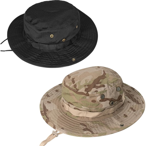 2Pack Sun Hats for Men Women Boonie Hat UPF 50  Bucket Hat Wide Brim UV Protection Fishing Hiking Safari Outdoor Hats