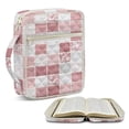 thumbnail image 2 of Xixirimido Bible Cover Case for Women Men Large Bible Cover with Handle Quilted Bible Carrying Case Bag Bible Study Supplies Accessories, Leaf Patchwork Pink Pattern, 2 of 7
