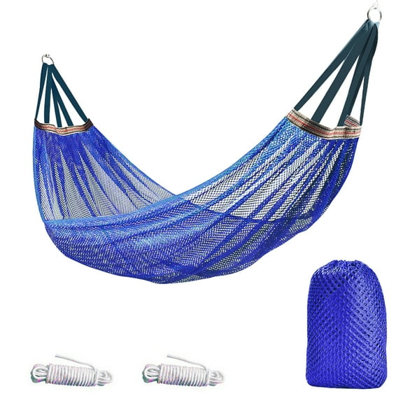 Hyasfey Outdoor Hammock with Carry Bag Breathable Portable Heavy Duty Single Person Camping Garden Patio Balcony Porch Backyard Hanging Mesh Swing