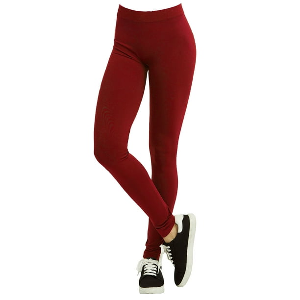 Polyester Spandex Womens Full Length Leggings, Red 