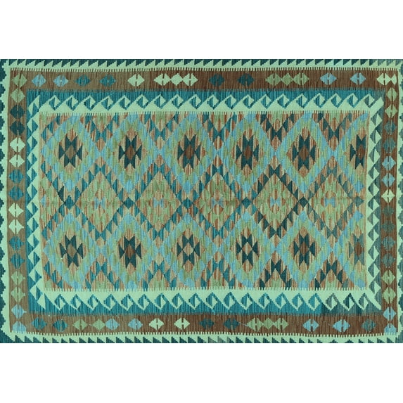 Ahgly Company Indoor Rectangle Southwestern Light Blue Country Area Rugs, 5' x 7'
