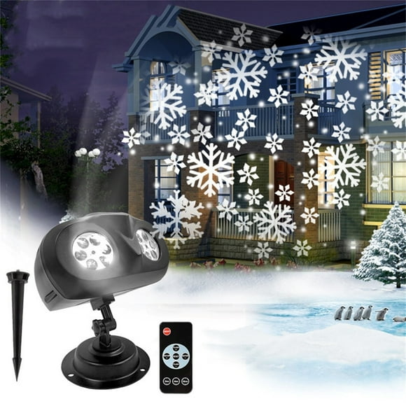 Outdoor Christmas Lights,New Stage Light White Snowflake Light Remote Controlled Outdoor Led Double Tube Christmas Decorative Projection Light,Christmas Lights Outdoor,Led Christmas Lights